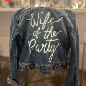 “Wife of the Party” hand painted denim jacket